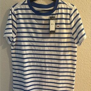 Tommy Hilfiger Men's Striped Tee in Blue and White